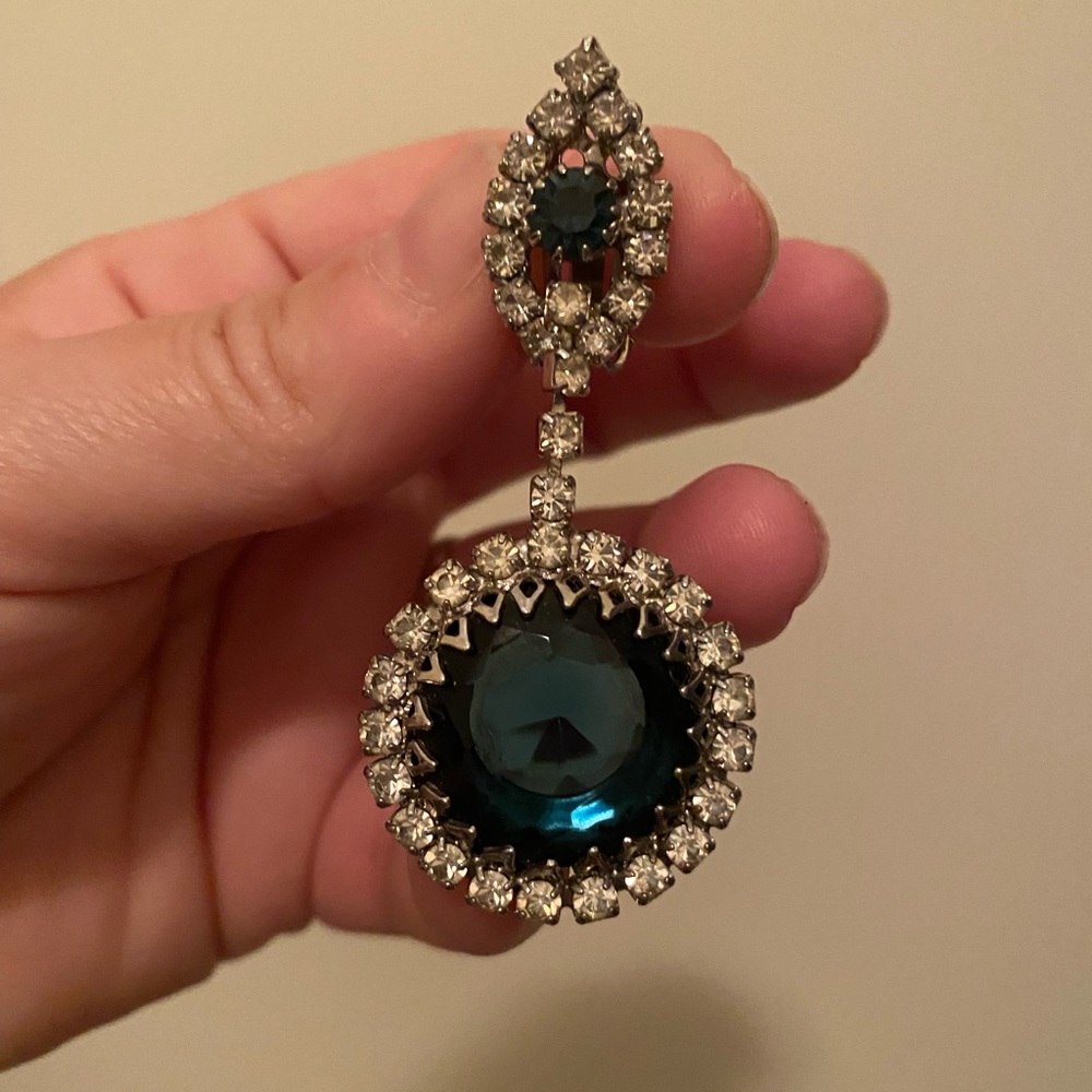 Vintage Rhinestone Earrings - Picture 2 of 5